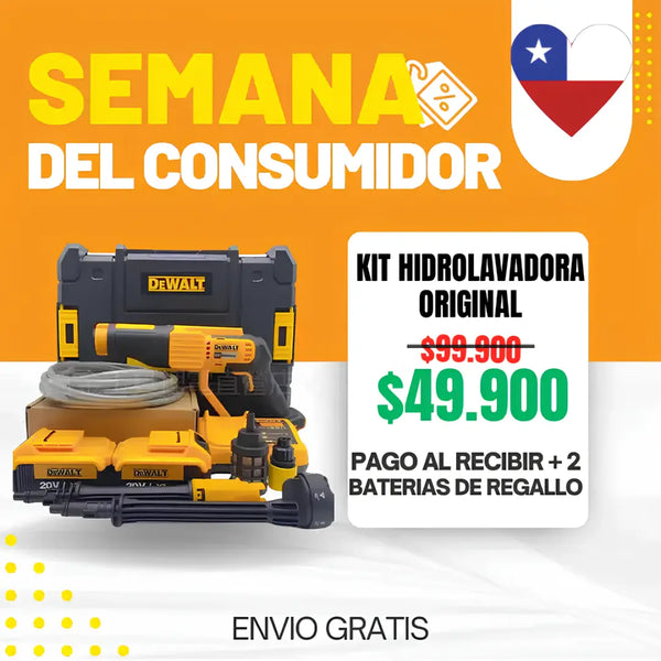 KIT ORIGINAL: Hidrolavadora Portatil + ACCESORIOS + 2 baterias de regallo 48V